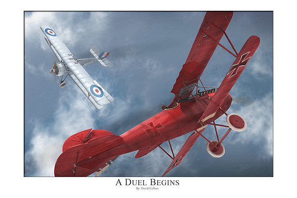 Red Barron A Duel Begins-Painterly