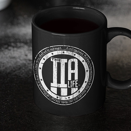 The 2ALife Shield Logo Black Coffee Cup